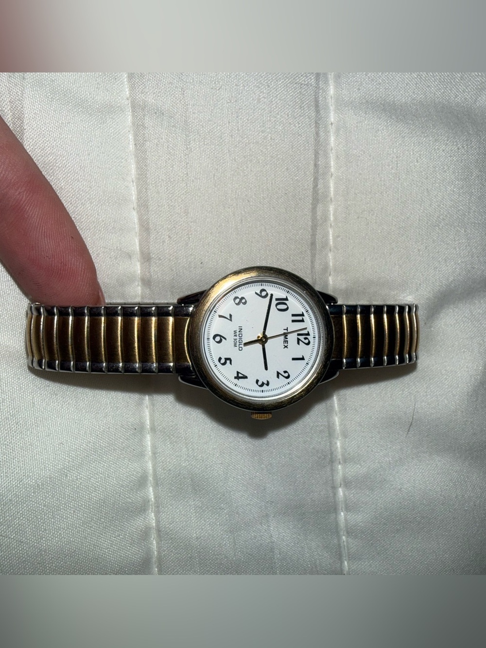 Timex Two-Tone Gold & Silver Expansion Band Watch with White Dial